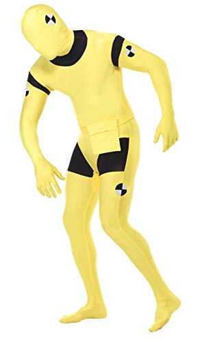 Smiffys Adult Unisex Crash Dummy Second Skin Costume, Bumbag, Concealed Fly and Under Chin Opening, Second Skin, Serious Fun, Size: M, 23709