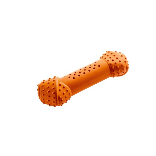 Dogtoy Elva Bone, L Rubber, Orange With Crackle Sound  Pack Of 3 | Hunter