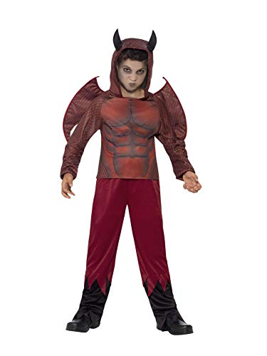 Smiffys Children's Deluxe Devil Costume,Top, Trousers & Wings, Size: S, Colour: Red, 44295