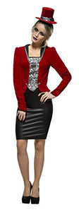 Fever Women's Vampiress Costume, Skirt, Jacket, Mock Corset & Hat, Size: L, Color: Red, 44539