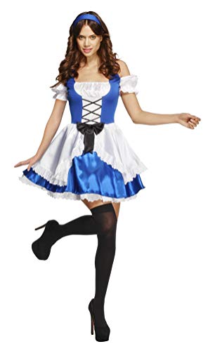Fever Women's Alice Costume, Dress and Headband, Size:L, Colour: Blue, 33281