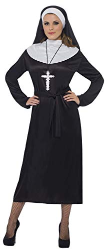 Smiffys Women's Nun Costume Dress with Belt and Headdress,Black, L