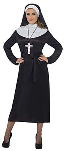 Smiffys Women's Nun Costume Dress with Belt and Headdress,Black, M