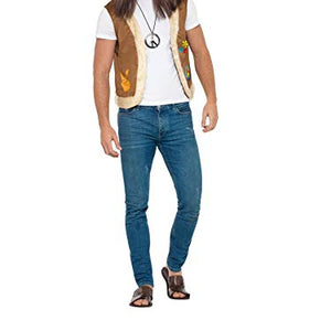 Smiffy's 47340LXL Hippie Waistcoat, Unisex, Adult, Brown, X-Large, 42-48-Inch