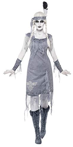Smiffys Women's Ghost Town Indian Princess Costume, Dress, Headband and Armbands, Ghost Town, Colour: Grey, Size: M, 11222