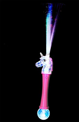 Smiffys 52221 Unicorn Fibre Optic Wand, Light Up, Unisex Children, Pink & Blue