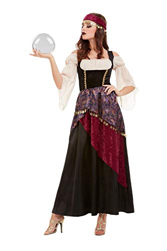 Smiffys 50953XS Deluxe Fortune Teller Costume, Women, Black, XS - UK Size 04-06
