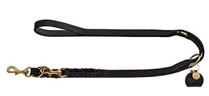Training Leash Sansibar Solid, 20/200 Soft Genuine Cow Leather, Black | Hunter