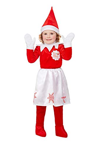Smiffys 52241M Officially Licensed Elf on The Shelf Girl Costume, Red, M - Age 7-9 years