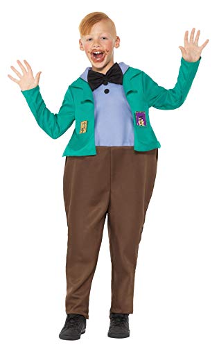 Smiffys 41544L Officially Licensed Roald Dahl Deluxe Augustus Gloop Costume Dress, Boys, Green, L - Age 10-12 years