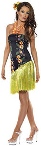 Smiffy's Adult Women's Luscious Luau Costume, Dress with Lei Neckpiece, Hawaiian Luau, Serious Fun, Size M, 34148
