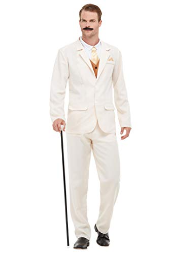 Smiffys 50724M Roaring 20s Gent Costume, Men, White, M - Size 38"-40"