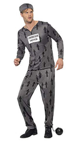 Smiffys Men's Lawbreaker Costume, Top, Pants and Hat, Size: LM, Color: Grey, 39501
