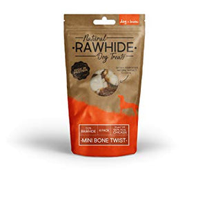 Dog'N'Bone Rawhide Mini Bones Twist With Chicken 6Pk