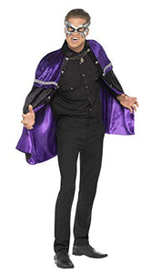 Smiffys Phantom Masquerade Vampire Cape with Purple Lining and Chain Detail - Black, Medium