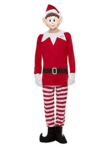 Smiffys 52244M Officially Licensed Elves Behavin' Badly Mens Elf Costume, Red & White, L - Size 42"-44"