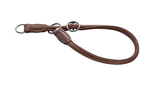 Training Collar Round & Soft 55/10 With Stop, Nickel, Nappa Brown | Hunter