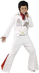 Smiffys Children's Elvis Costume, Jumpsuit & Scarf, White, L - Age 10-12 years