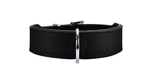 Collar Basic 37 Ni-Plated, Neck 30-34,5 Coated Split Leather Black/Black | Hunter