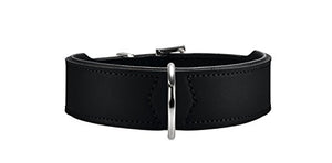 Collar Basic 37 Ni-Plated, Neck 30-34,5 Coated Split Leather Black/Black | Hunter