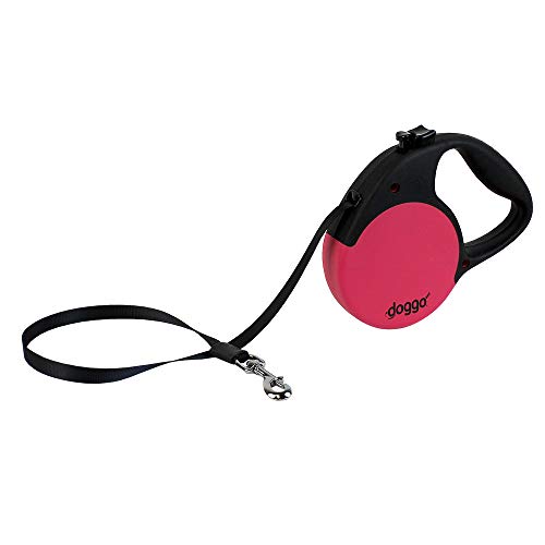 Doggo Everyday Retractable Dog Lead With Soft Grip Handle, Pink, Medium | Doggo