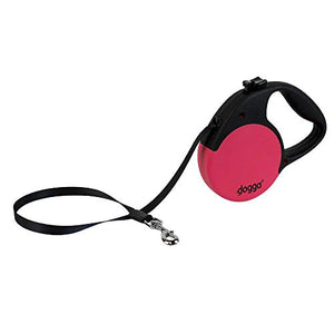 Doggo Everyday Retractable Dog Lead With Soft Grip Handle, Pink, Medium | Doggo