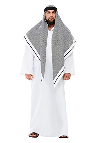 Smiffys 50802XL Deluxe Fake Sheikh Costume, Men, White, XL - Size 46"-48"