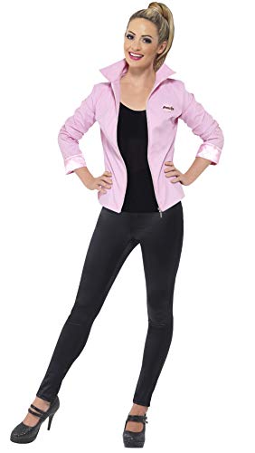 Smiffys Women's Grease Deluxe Pink Ladies Jacket, Size: L, Colour: Pink, 25875