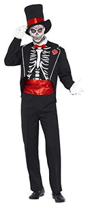 Smiffys Adult men's Day of the Dead Costume, Jacket, Mock Shirt Front, Hat and Gloves, Day of the Dead, Halloween, Size M, 24565