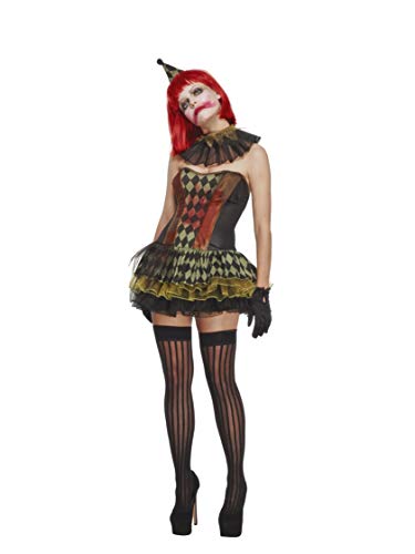 Fever Adult Women's Creepy Zombie Clown Costume, Tutu Dress, Hat and Collar, Halloween, Size M, 43987