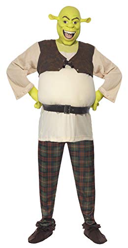 Smiffys Men's Shrek Costume, Padded Top, Trousers & Mask, Shrek, Colour: Multi-coloured, Size: M, 38357