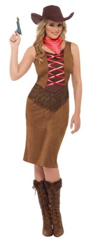 Smiffys Fringe Cowgirl Costume with Dress, Neckerchief and Hat - Medium