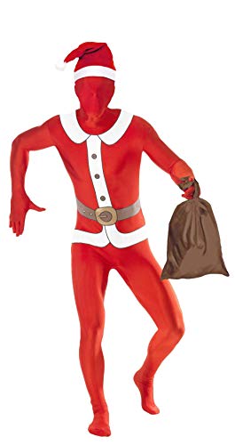 Smiffys Men's Santa Second Skin Costume, Bodysuit and Sack, Size: XL, Colour: Red, 22036