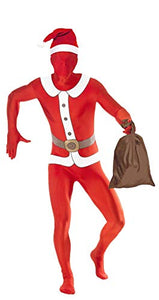 Smiffys Men's Santa Second Skin Costume, Bodysuit and Sack, Size: XL, Colour: Red, 22036