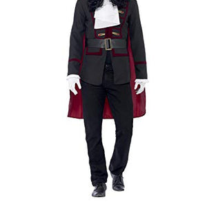 Smiffys Adult Men's Venetian Highwayman Costume, Jacket, Cape and Collar, Carnival of the Damned, Halloween, Size: L, 43744