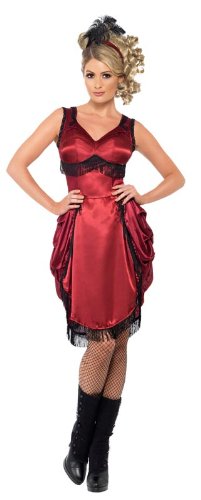 Smiffy's Western Bar Girl Costume Dress and Headband - Red, Small