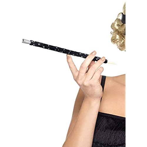 Smiffys Adult Unisex Sequinned Cigarette Holder, Black, One Size, 26284
