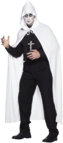 Smiffys 75-inch Cape, Hooded and Fabric - White