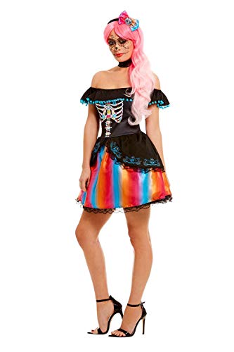 Smiffys 51046L Day of The Dead Senorita Ombre Costume, Women, Black, L - UK Size 16-18