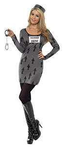 Smiffys Women's Jailbird Costume, Dress and Hat, Size: L, Color: Grey, 39500