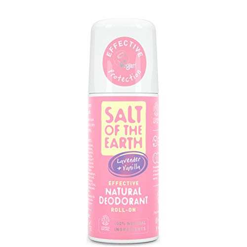 Natural Deodorant Roll On by Salt of the Earth, Lavender & Vanilla - Vegan, Long Lasting Protection, Not Tested on Animals, Paraben Free, Made in the UK - 75ml