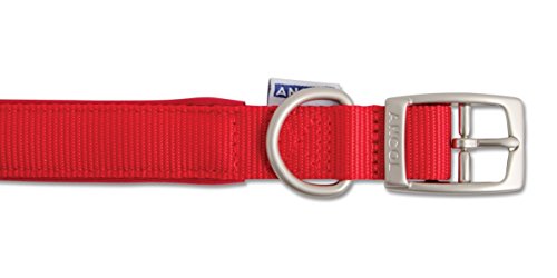 Ancol Viva Padded Soft Touch Weather Proof buckle collar in red, Fits neck 55-63 cm, Collar Size 8