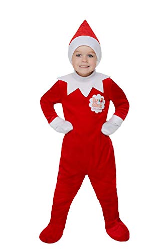Smiffys 52240T1 Officially Licensed Shelf Boy Elf Costume, Red, Toddler - Age 1-2 years