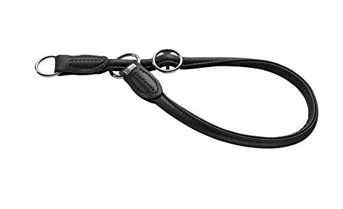 Training Collar Round & Soft 55/10 With Stop, Nickel, Nappa Black | Hunter