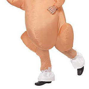 Smiffys Adult men's Inflatable Roast Turkey Costume, Bodysuit, Hat and Self Inflating Fan, Animals, Christmas, One Size, 32769