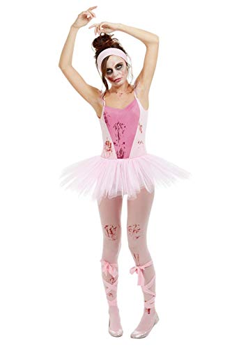 Smiffys 50939S Zombie Ballerina Costume, Women, Pink, S - UK Size 08-10