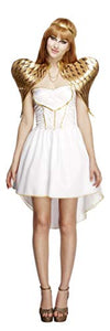 Fever Adult Women's Glamorous Angel Costume, Dress, Attached Underskirt, Headband and Wings, Christmas, Size L, 43510