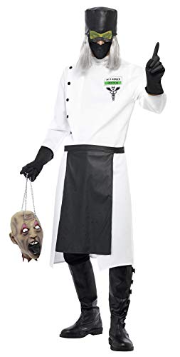 Smiffys Adult men's Dr D Ranged Costume, Coat, Gloves, Hat with Hair, Mask and Apron, Hell's Asylum, Halloween, Size M, 33276