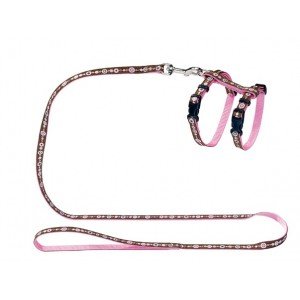 Harness With Leash Set Nylon Brown/Light Pink  Pack Of 3 | Hunter