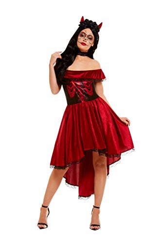 Smiffys 50945X1 Day of The Dead Devil Costume, Women, Red, XL - UK Size 20-22